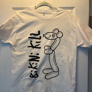 White Graphic T-Shirt with Black - Bikini Kill